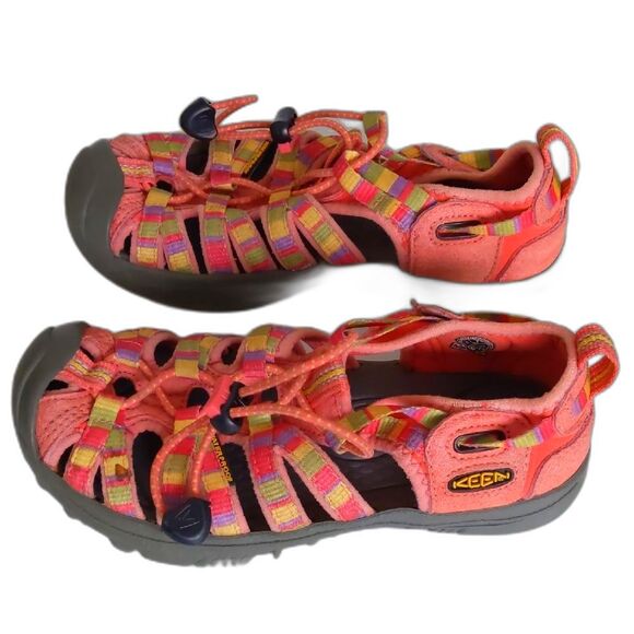 Kids KEEN Whisper Coral Orange Multi-Color Waterproof Sport Hiking Sandals 1Y - Picture 1 of 6